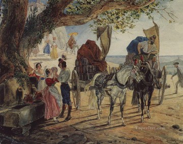 Russian Painting - stroll at albano 1833 Karl Bryullov